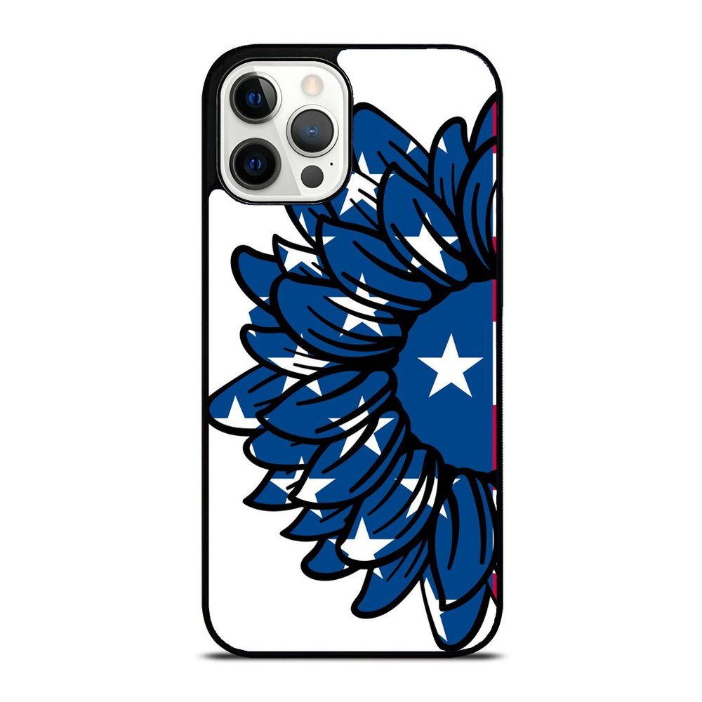 Sunflower American Flag Phone Case Patriotic Gifts for Women iPhone Case